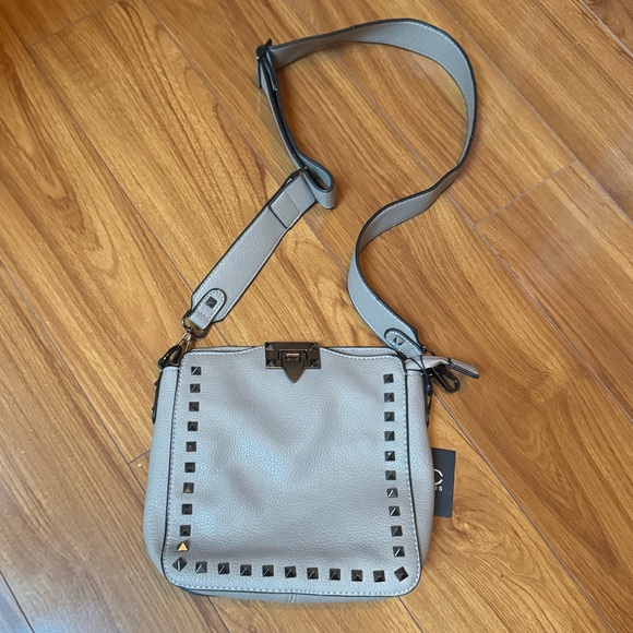 BC Handbags Handbags - Mini Taupe Studded Vegan Crossbody